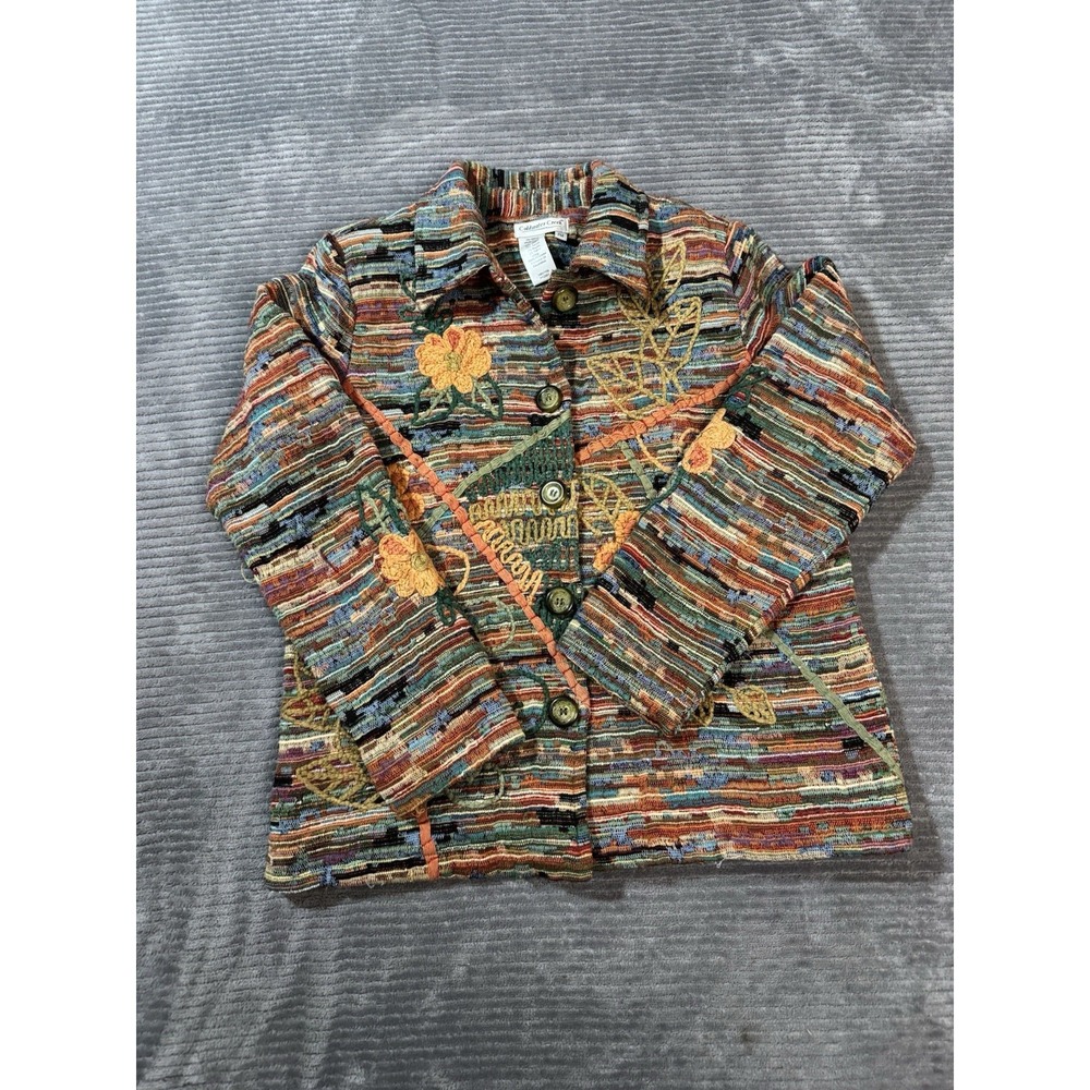 COLDWATER CREEK Colorful Flower Embroidered Jacket Sz P M